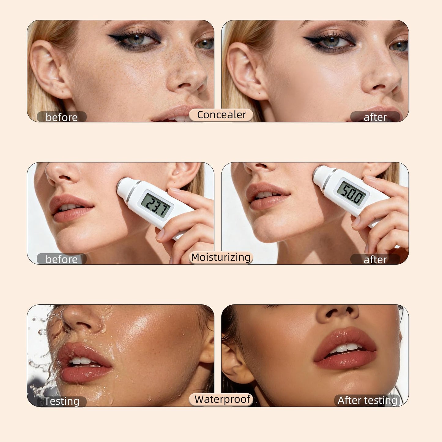 O'CHEAL CC Cream with SPF 50+, Hydrating Color Correcting Cream Full Coverage Lightweight Powder Foundation, Waterproof Long Lasting Pre-makeup Primer Facial Concealer Refine Skin Texture (Natural)