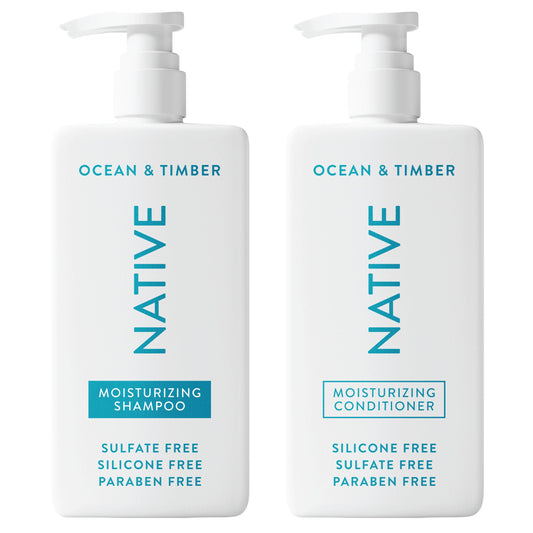 Native Ocean & Timber Shampoo and Conditioner Contain Naturally Derived Ingredients | All Hair Types, Color & Treated, Fine to Dry Damaged, Sulfate & Dye Free - 2-Pack