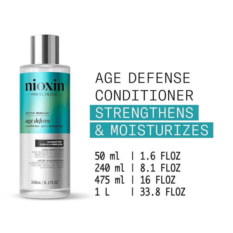 Nioxin Age Defense Conditioner for Aging Hair - Strengthening & Moisturizing with Hyaluronic Acid | Paraben & Sulfate-Free