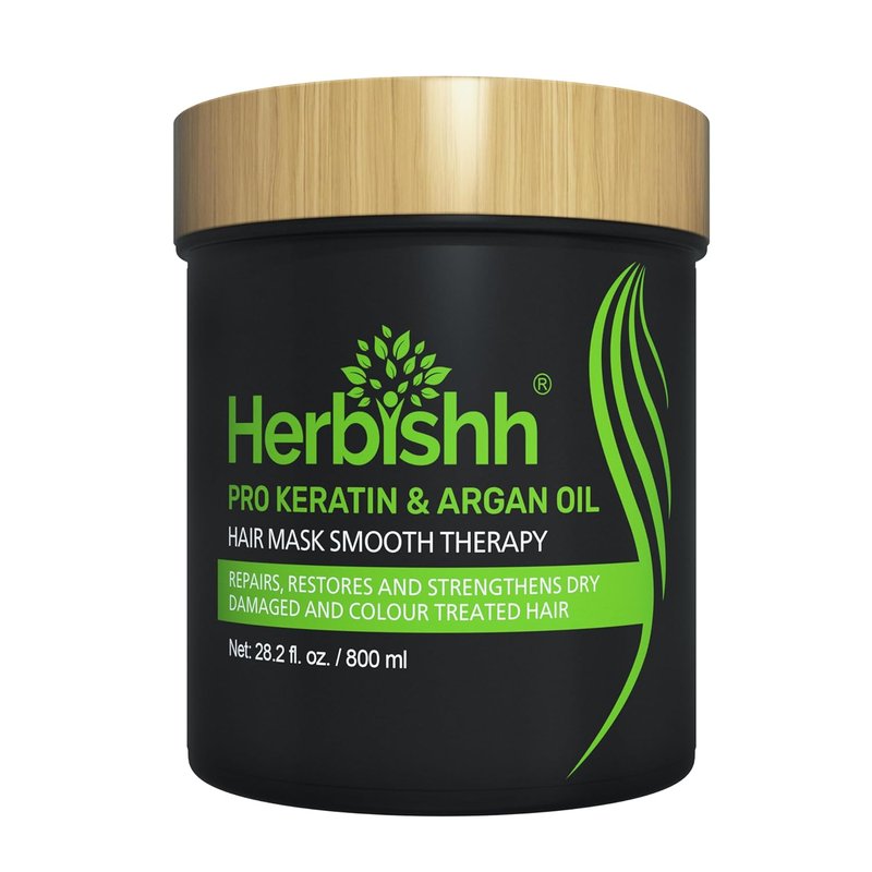 Herbishh Argan Hair Mask - Deep Conditioning & Hydration for Dry, Weak Hair | 800ML, Sulfate-Free, Paraben-Free