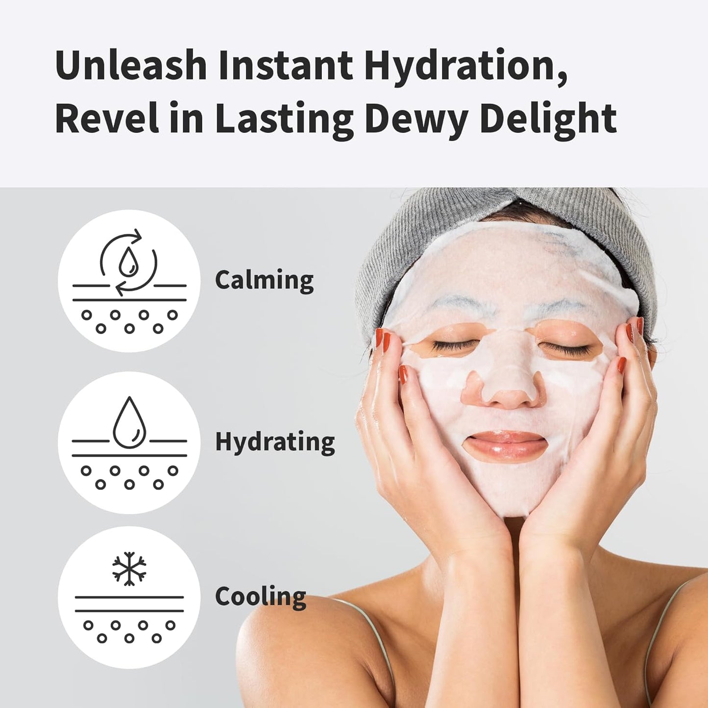 Aloe Soothing Mask Pack - Hydrating Cooling Facial Sheet Mask | 10 Pack (230g) with Aloe & Green Tea Extract