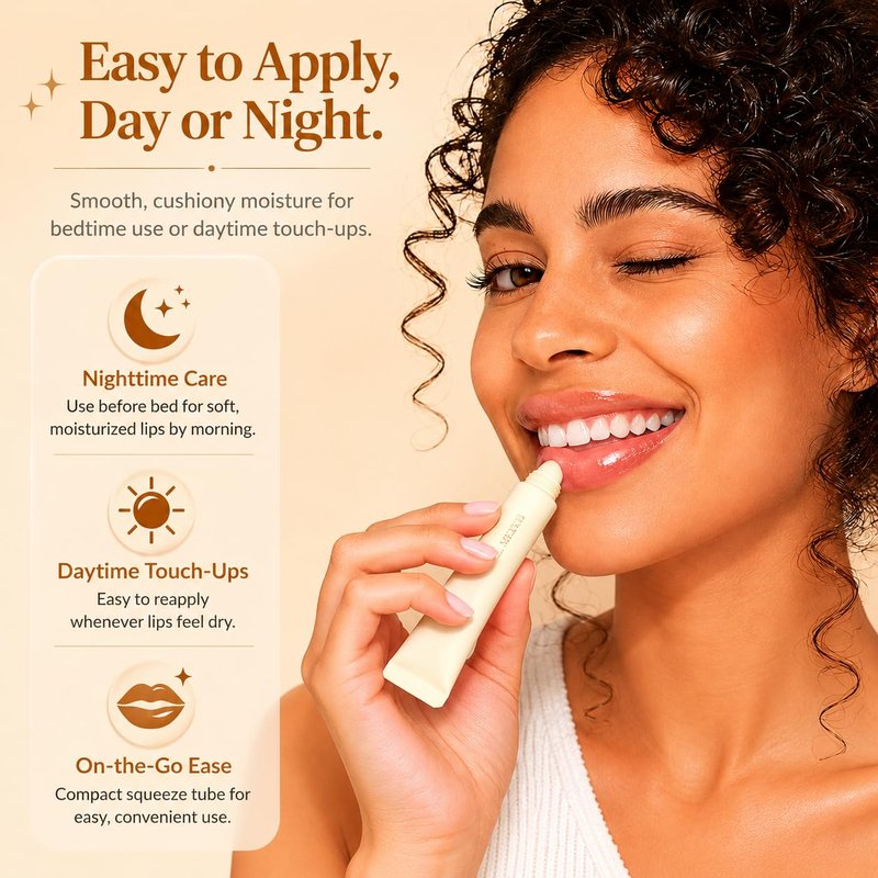 MEXYA Overnight Lip Mask for Dry Lips, Hydrating Lip Treatment with Jojoba, Meadowfoam and Vitamin E, Fragrance-Free Vegan Lip Balm, 2 x 0.3 oz