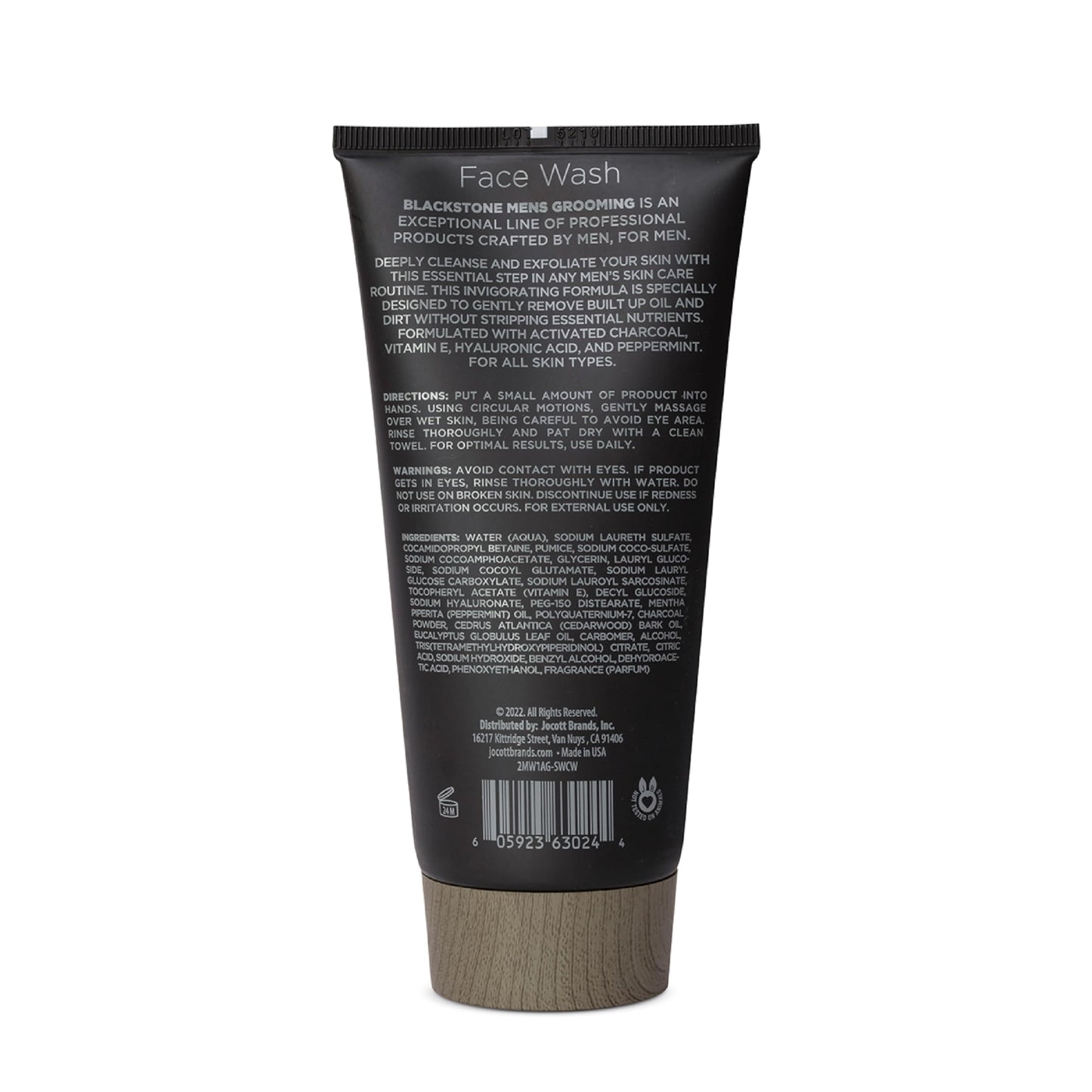 Blackstone Men's Grooming Detoxifying Face Wash with Vitamin E and Peppermint - Deep Cleansing & Exfoliating | Paraben Free, Activated Charcoal (6 Fl Oz)