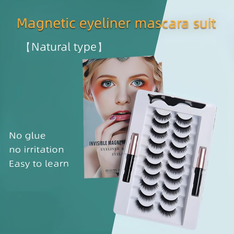 Magnetic Eyelashes Kit: 10 Pairs + 2 Liners | Glue-Free 3D Lashes | Sweat & Tear Proof | Reusable 100+ Wears | $0.06 Per Use | Beginner Friendly