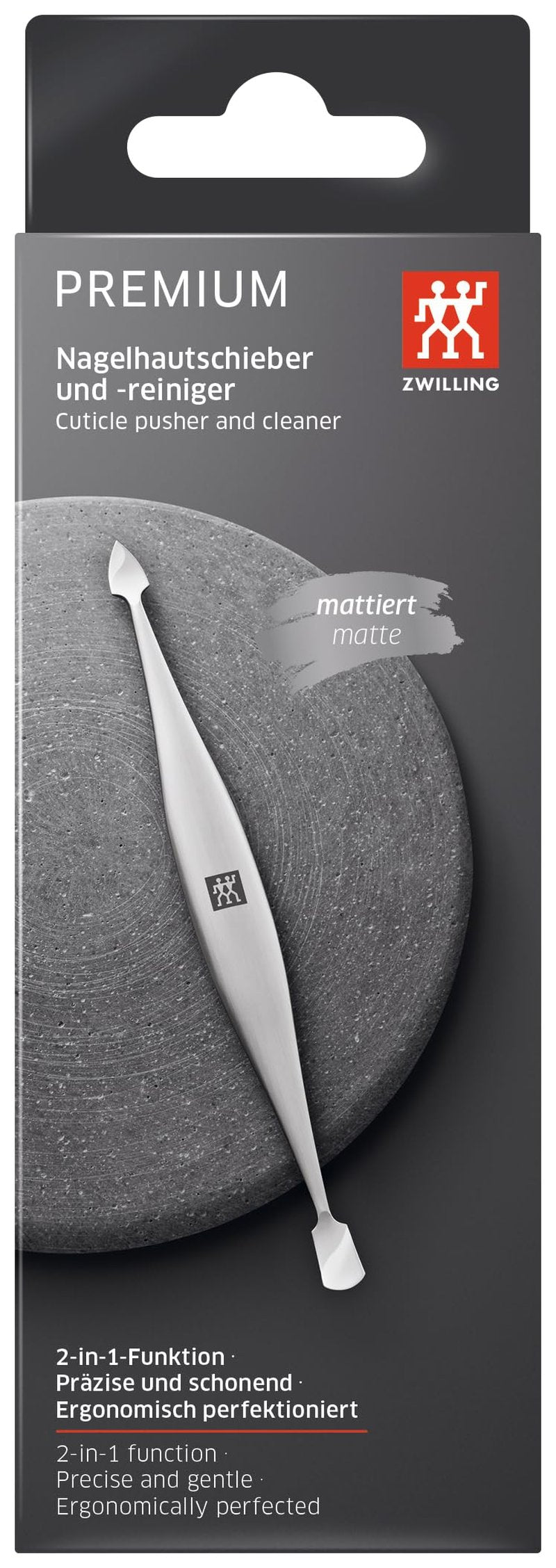 ZWILLING Cuticle Pusher (nail cleaner, double ended tool, suitable for natural and artificial nails), Premium, Silver, 5 inch