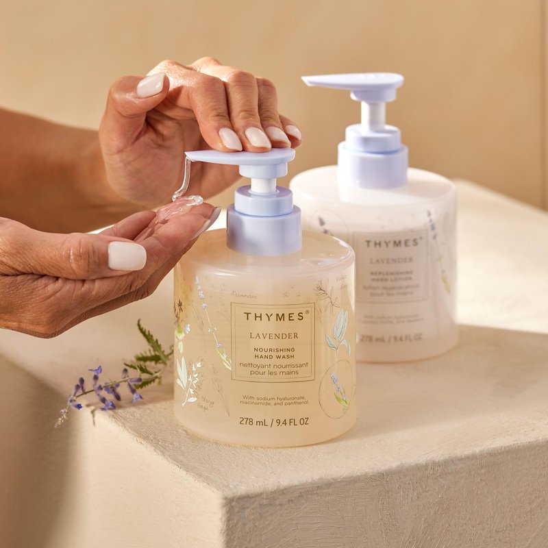 Thymes Nourishing Hand Wash - Liquid Hand Soap for Bathroom or Kitchen - Liquid Soap with Notes of Velvety Lavender, Warm Rosewood, Fresh Clary Sage, & Earthy Violet (Lavender, 9.4 fl oz)
