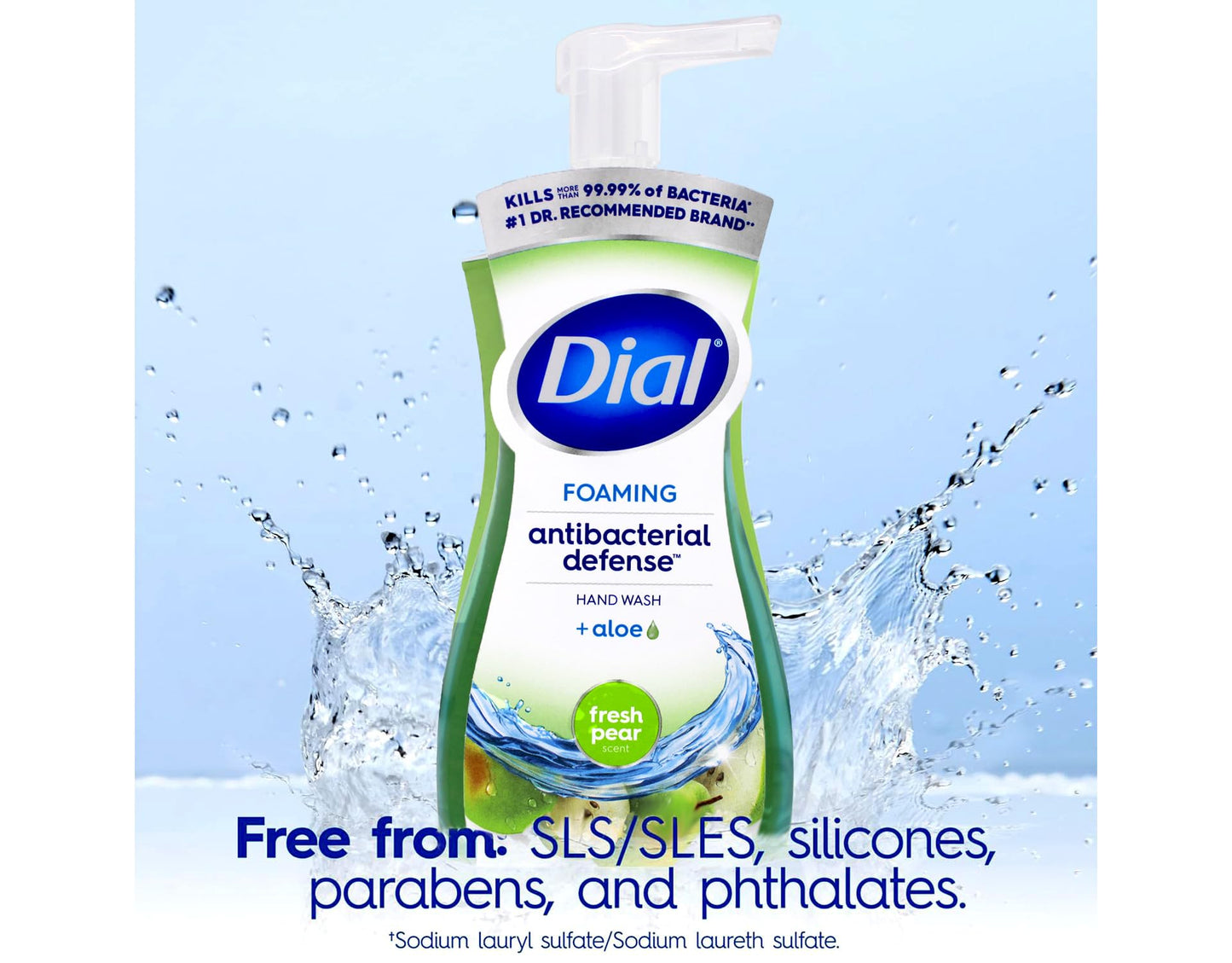 Dial Foaming Antibacterial Defense Hand Wash Fresh Pear Scent With Aloe Pump Bottle 7.5 fl oz (Pack of 3)