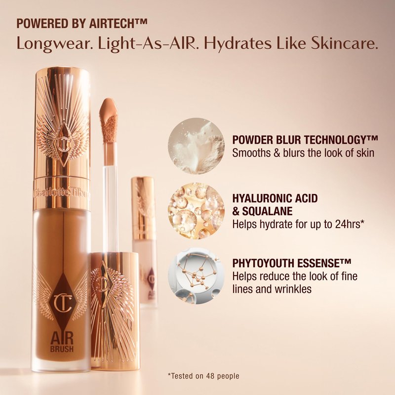 Charlotte Tilbury AIRbrush Flawless Blur Concealer - Concealer for Dark Circles, Blemishes & More - Hydrating, Full Coverage with a Natural Matte Finish - 16 Deep