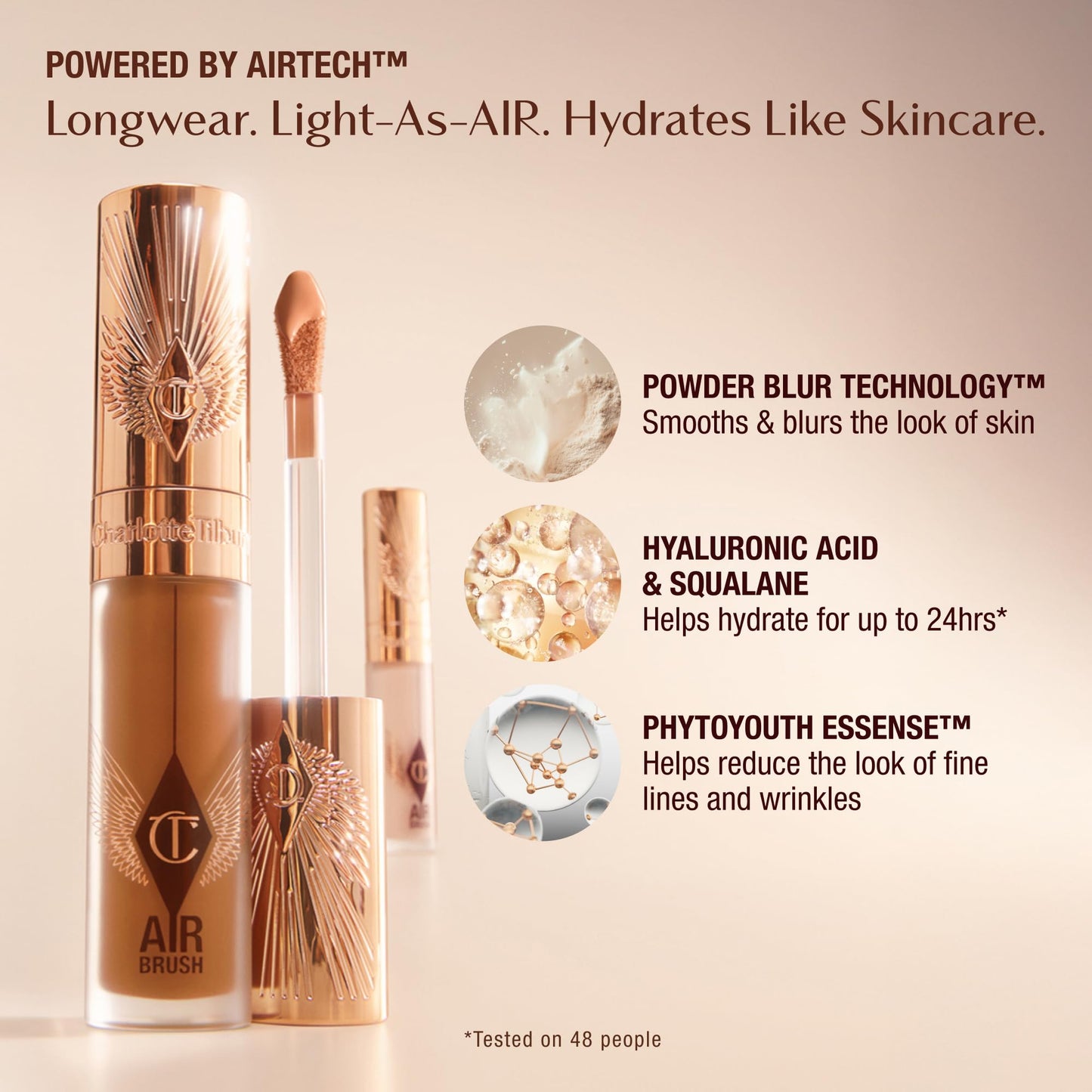 Charlotte Tilbury AIRbrush Flawless Blur Concealer - Concealer for Dark Circles, Blemishes & More - Hydrating, Full Coverage with a Natural Matte Finish - 4 Fair