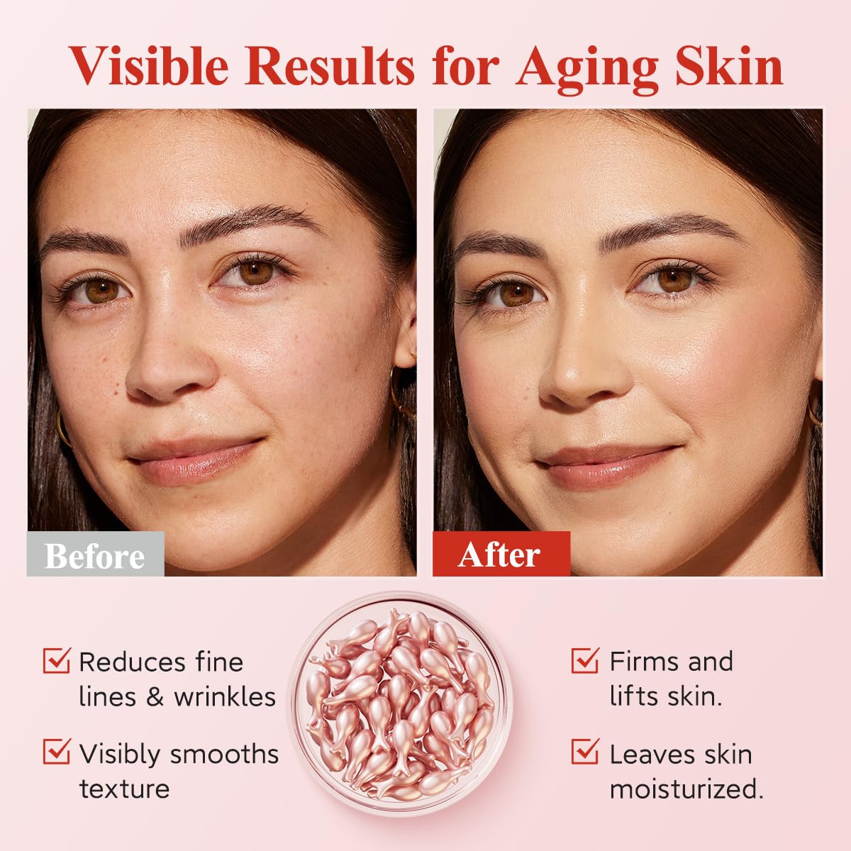HKH Retinol Serum for Face - Anti Wrinkle Skincare Serum with Vitamin A & E - Capsules with Collagen for Women - Smoothing Fine Lines Firming & Moisturising Skin - Travel Friendly (38+38 ct)