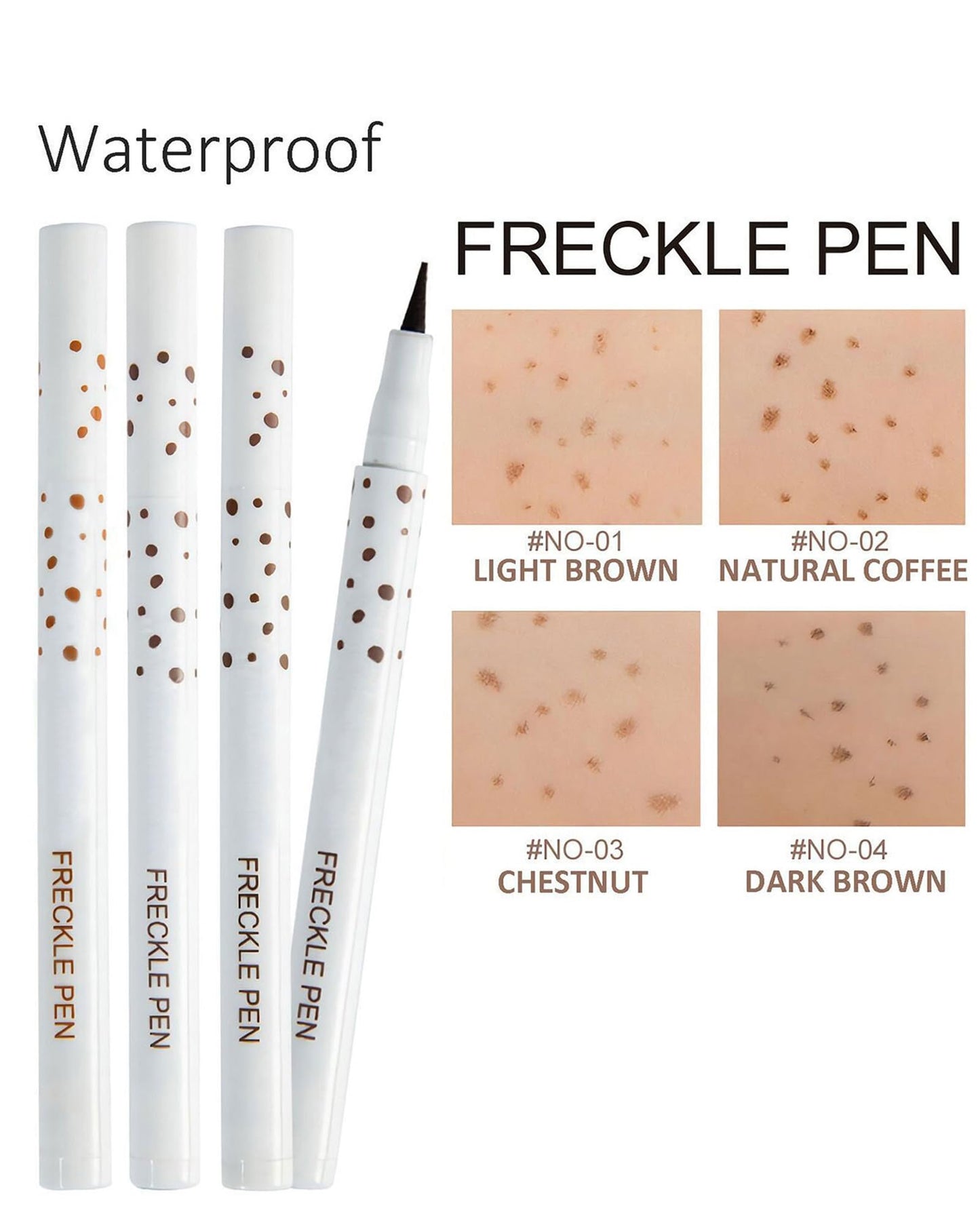 SUMEITANG Lifelike Freckle Pen - 2 Colors (Light Brown & Dark Brown), Waterproof, Quick Dry, Soft Dot, Natural, Magic Fake Freckles Makeup Pen