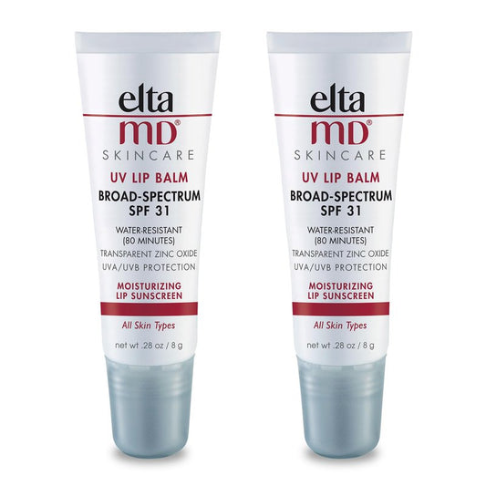 EltaMD UV Lip Balm SPF Sunscreen, Sunscreen Lip Balm with SPF 30+, Protects Dry Cracked Lips, Transparent Zinc Oxide, 0.28 Tube (Pack of 2)