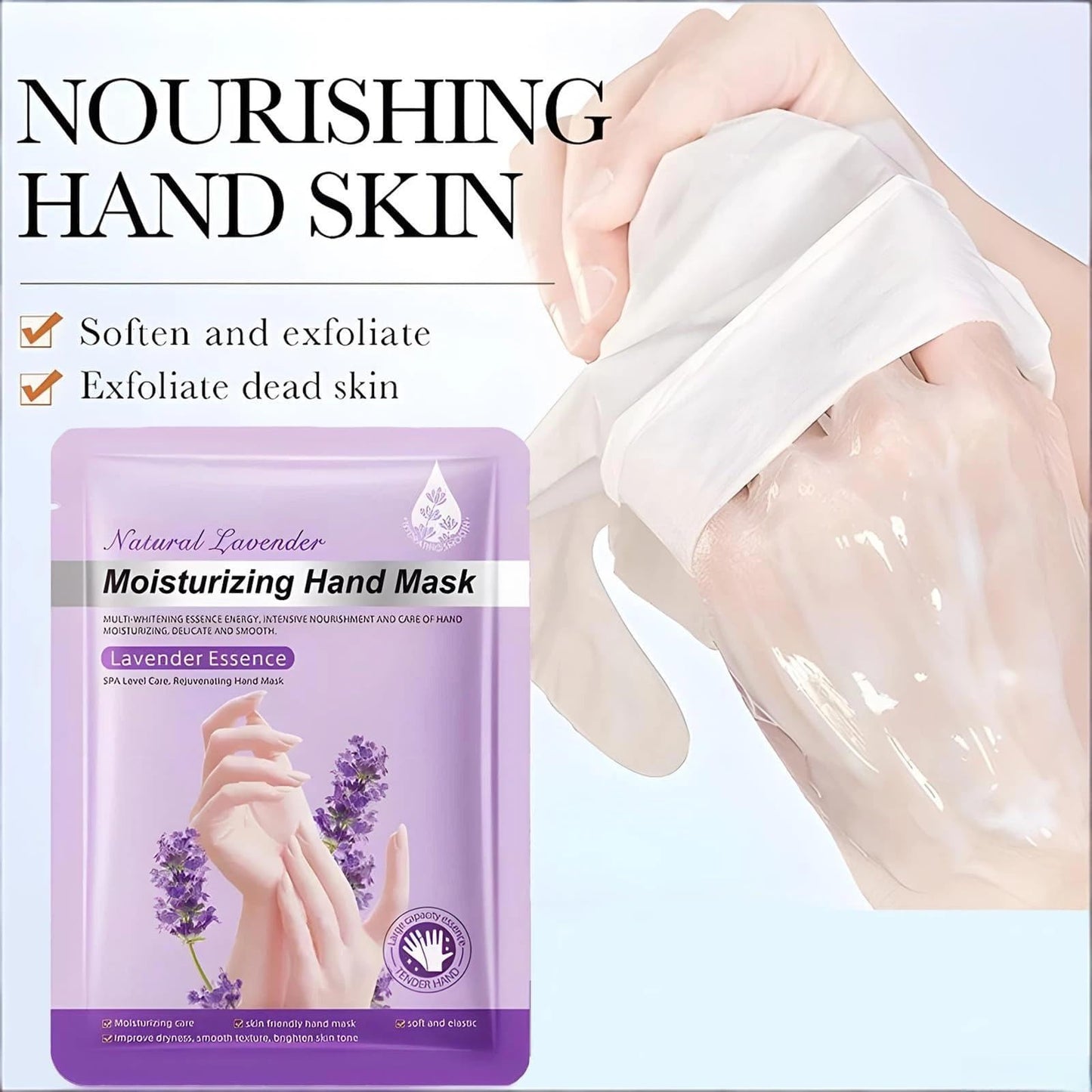 Chicwe 30 Pairs of Hand Masks Moisturizing Glove, Hydrating Hand Masks for Dry Peeling Hands, Exfoliating Collagen Gloves for Smooth Hands (Lavender)