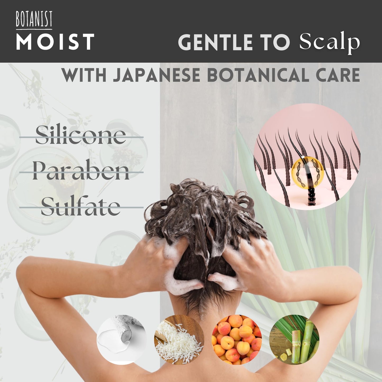 BOTANIST Keratin Shampoo and Conditioner Set for Women, Men, Argan Oil Shampoo & Conditioner for Frizzy Hair, Japanese Natural & Organic Sulfate Free Shampoo & Conditioner for Dry Hair 31.7Fl Oz MOIST