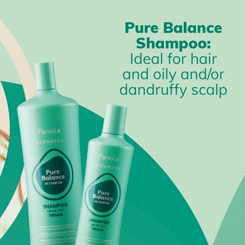 Fanola Pure Balance Anti Dandruff Scalp Shampoo for Men & Women - Purifying Scalp Treatment with B & E Vitamins - Shampoo for Oily Hair & Itchy Skin - Cleansing & Balancing Treatment (33.8 Fl oz)