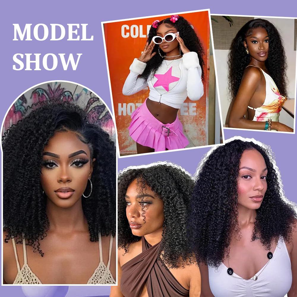 3C 4A Kinky Curly Clip in Hair Extensions Human Hair for Black Women - 8Pcs 18Clips Double Weft Brazilian Remy Human Hair Thick to Ends 120G/4.2oz Natural Black (12 inch)