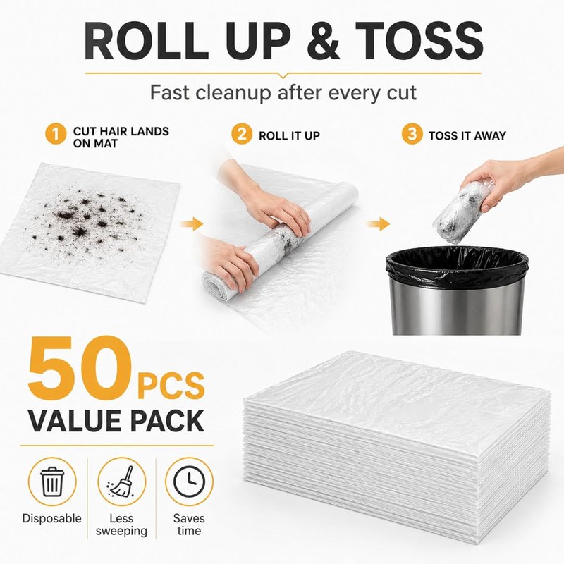 Breling Extra Large Disposable Haircutting Mat - 50 Pcs, 48 x 37.4 Inch for Barbershops & Pet Grooming