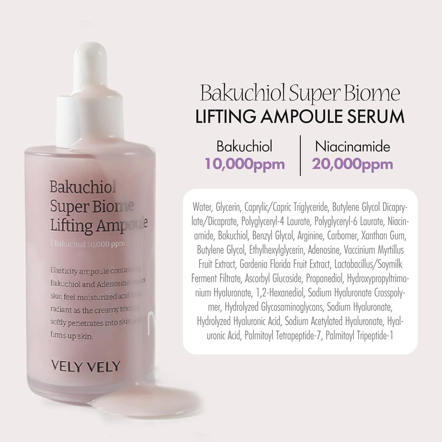 Bakuchiol Serum - Age-Defying Hydrating Firming Ampoule | Korean Skin Care, 3.38 fl oz