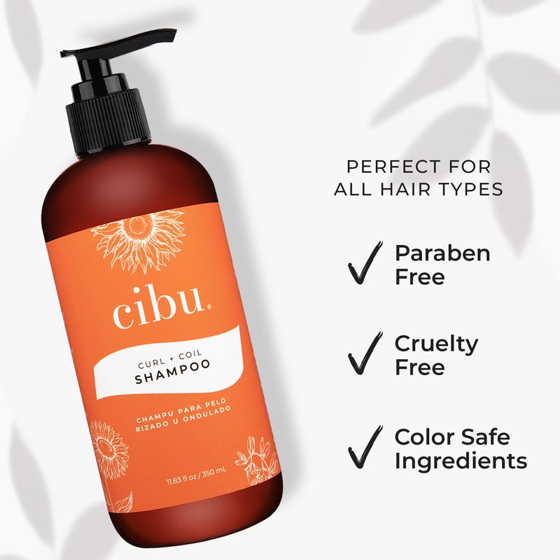 CIBU Curl + Coil Shampoo Cleanses, Hydrates, Revitalizes, Detangles & Preserves Natural Curl + Coil for Frizz-Free Smooth Manageable Hair (Shampoo, 350ml)