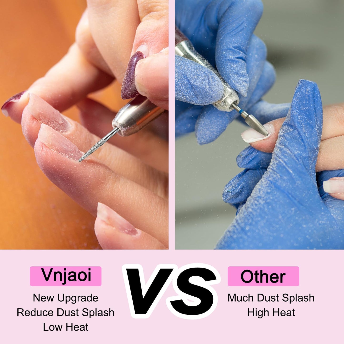 Vnjaoi Tungsten Carbide Nail Drill Bit, Cuticle bit for nail drill 3/32" Safety Under Nail Carbide Cuticle Cleaner Bit for Nail Prep, Nail Trimmer, Professional Nail Art Tools for Manicure