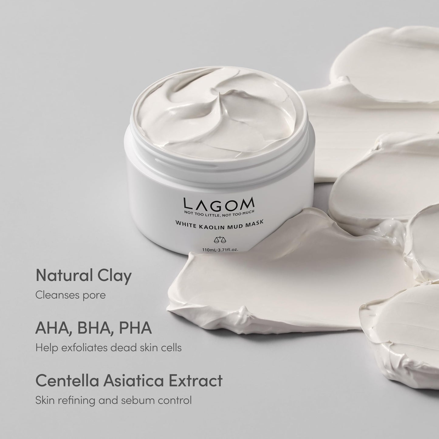 LAGOM White Kaolin Mud Mask for Blackhead Care, Pore Purifying, Dermatologically Tested, for Makeup Boosting 3.3 Fl Oz