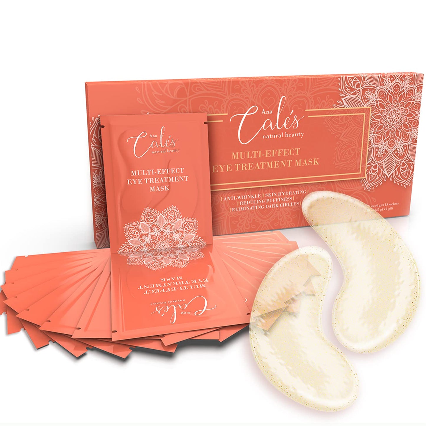 Ana Calés Under Eye Patches for Puffy Eyes Collagen Eye Mask for Dark Circles Gel Under Eye Pads for Wrinkles with Hyaluronic Acid Clear Eye Masks Under Eye Bags Treatment Men and Woman (15 pairs)