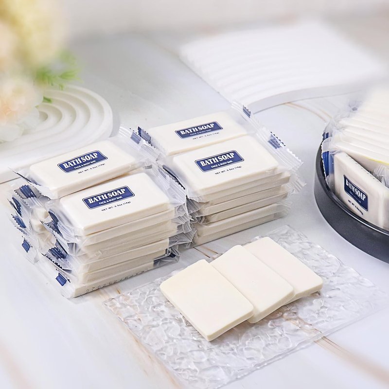 Mini Soap Bars Bulk - 100 Pack Individually Wrapped Travel Size 0.5 oz Toiletries for Hotels | Small Bar Soap