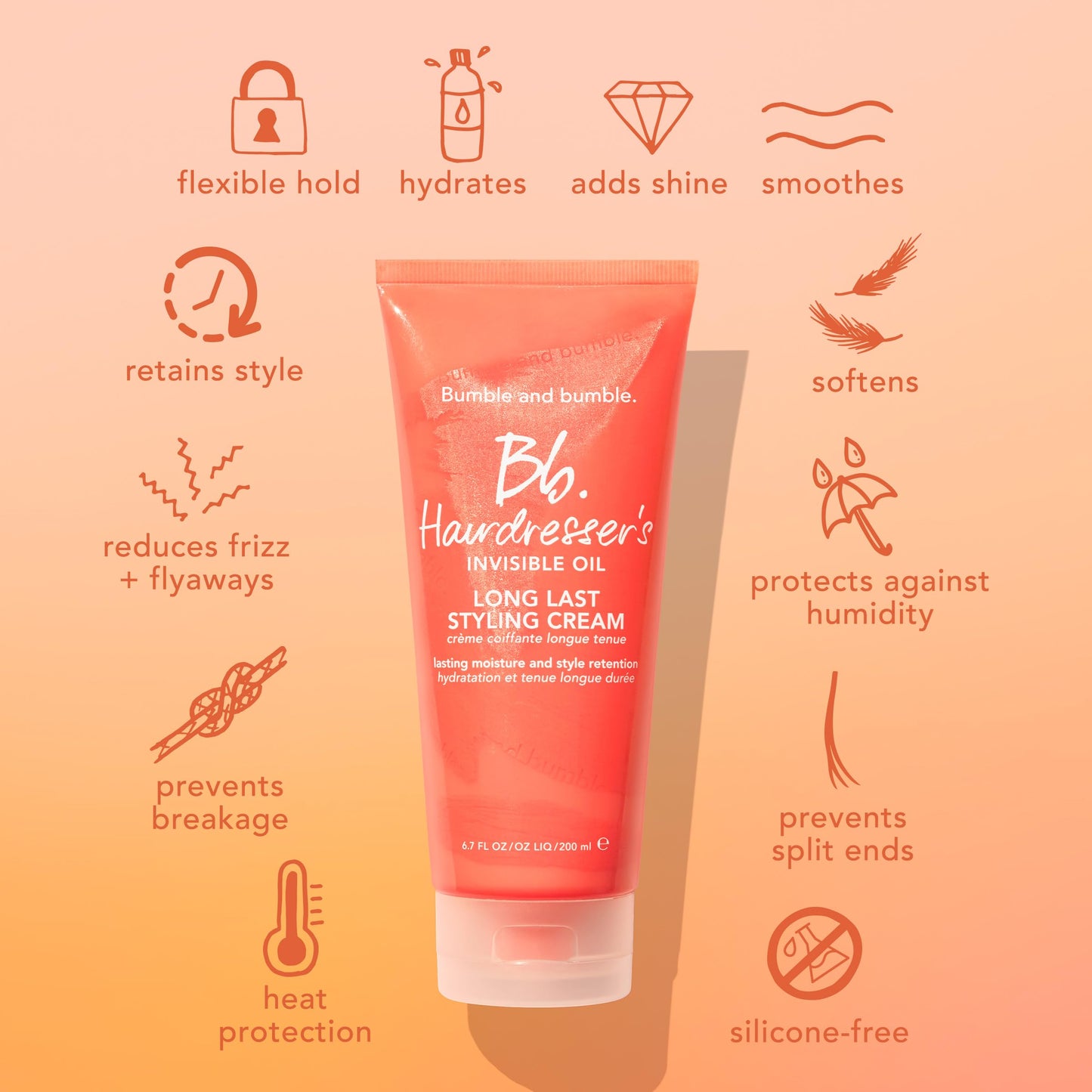 Bumble and bumble. Hairdresser's Invisible Oil Hydrating Shampoo + Conditioner + Heat/UV Protection Leave-In Conditioner Hair Primer + Styling Cream Set