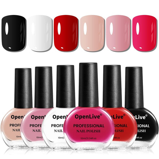 OpenLive 10ml Nude Pink Nail Polish Set 6 Colors Brown Red Purple All Seasons Neutral Color Quick Dry Nail Polish Set for Women Salon DIY Nail Art