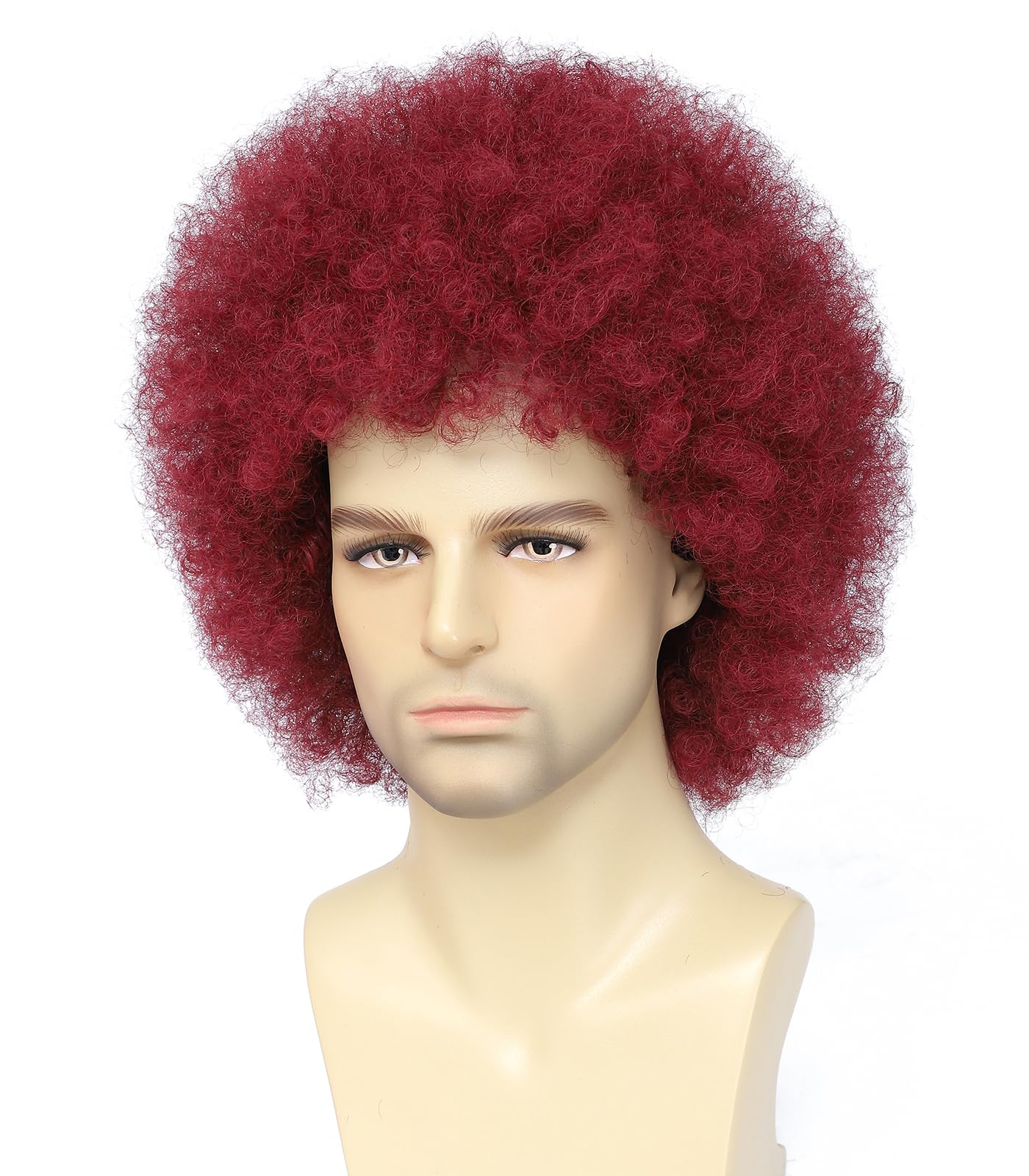 Cariniss 70s Disco Afro Wig - Unisex Large Curly Wig, Perfect for Halloween, Cosplay, Retro Parties, Disco and Clown Costumes (Red)