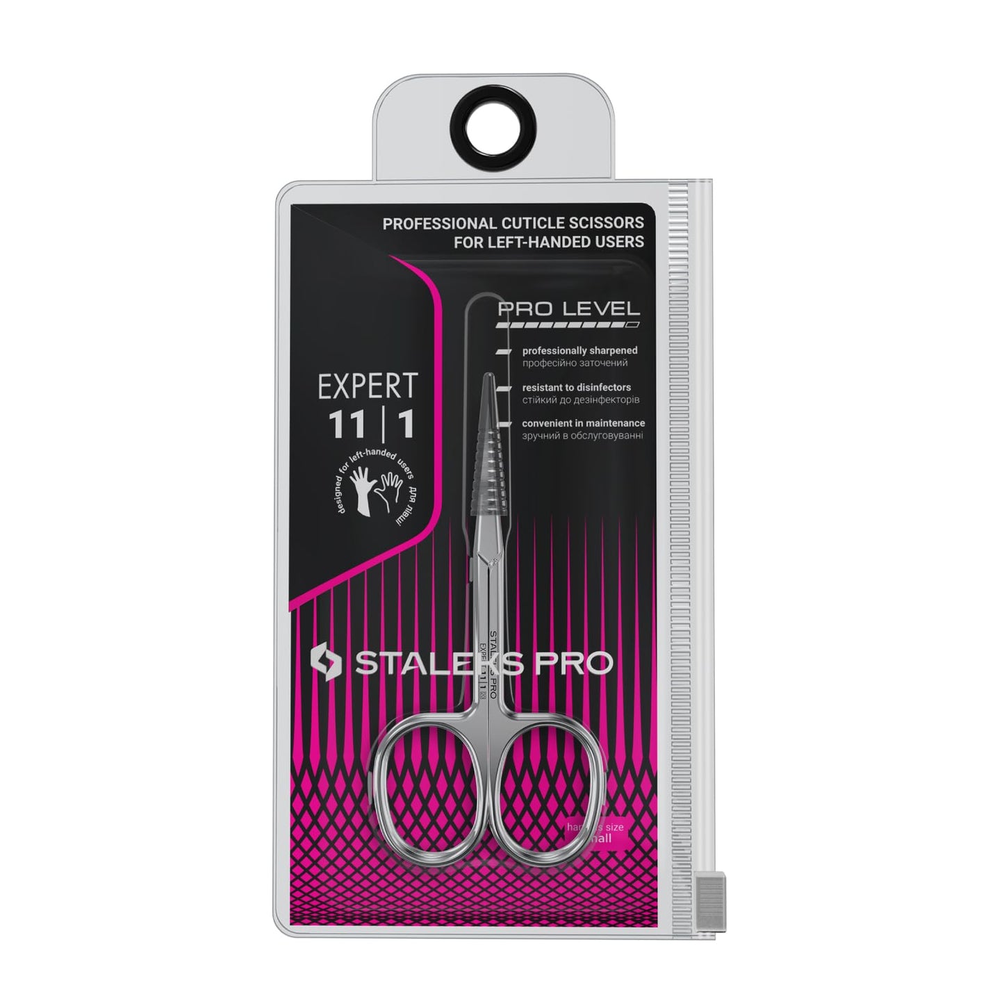 Staleks Pro EXPERT 11 Cuticle Scissors Type 1 – Left-Handed – Narrow Blades – Stainless Steel – Ergonomic Manicure Scissors