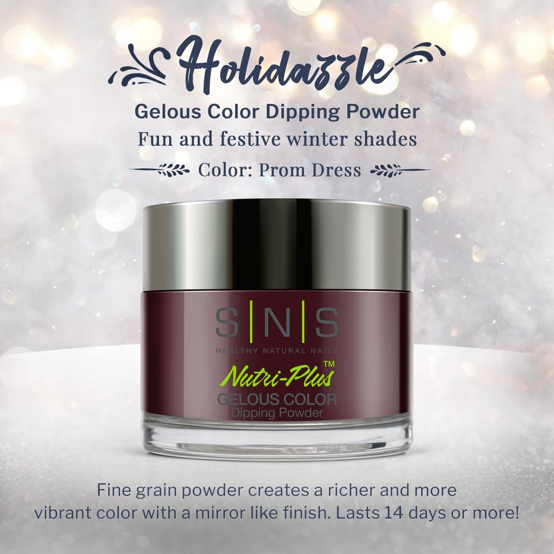 SNS Nail Dip Powder, Gelous Color Dipping Powder - Prom Dress (Wine, Purple, Brown/Maroon, Cream) - Long-Lasting Dip Nail Color Lasts 14 Days - Low-Odor & No UV Lamp Required - 1oz