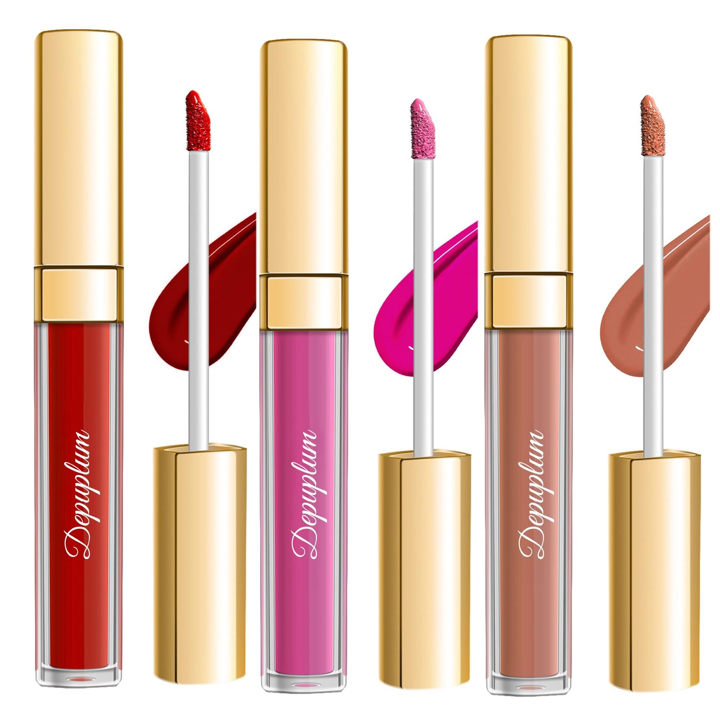Depuplum 3Pc Matte Liquid Lipsticks for Women, Red Lipstick Nude Lisptick Pink Lipstick, Cruelty Free Long Lasting Lip Makeup,DM05+DM06+DM10