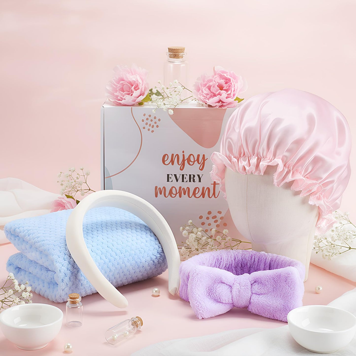 Sawysine 12 Pcs Mother's Day Hair Care Gift Set with Morandi Microfiber Hair Drying Towel Spa Kit Unique Spa Gift Basket Thank You Gifts for Mom Grandma Wife Best Friend Sister Her Mothers Day