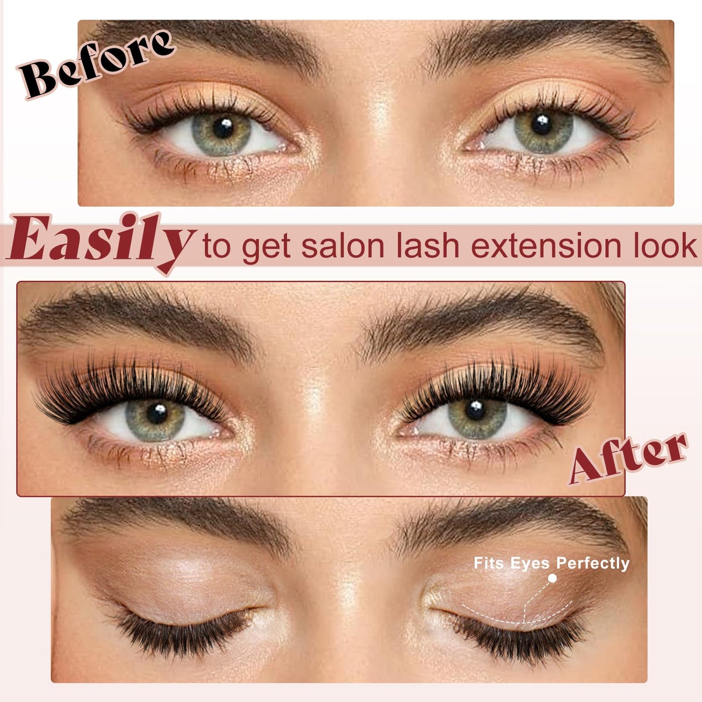 Higu clace Magnetic-Eyelashes with Applicator 2 Pairs Magnetic-Lashes Natural Look Wispy Magnet Lashes Easy to Wear and Remove（DJCX-A+C01）