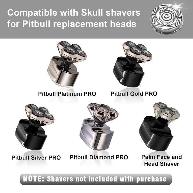 Skull Shaver Pitbull Gold PRO - 16 Replacement Shaver Heads | Compatible Blades for Smooth Shaving