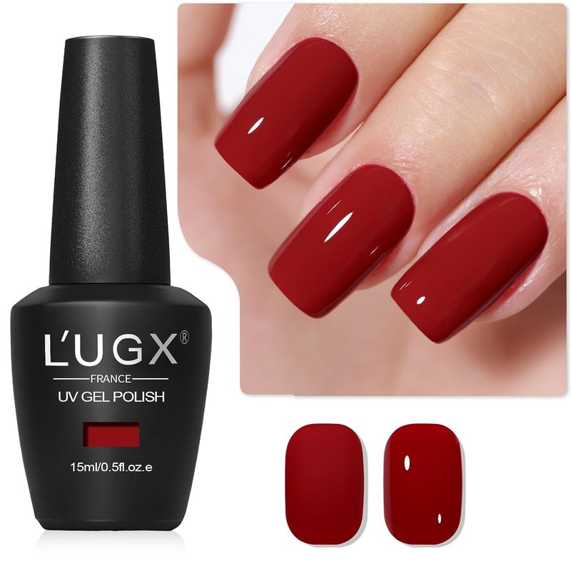 L'UGX Red Gel Nail Polish - Christmas Cherry Dark Red Soak Off UV Gel | 15ML for DIY Manicure & Pedicure