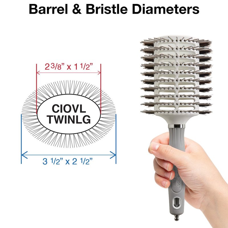 Olivia Garden Turbo Vent Oval Twin & 100% Boar Hair Brush CIOVL-TWINLG (Twin Large)