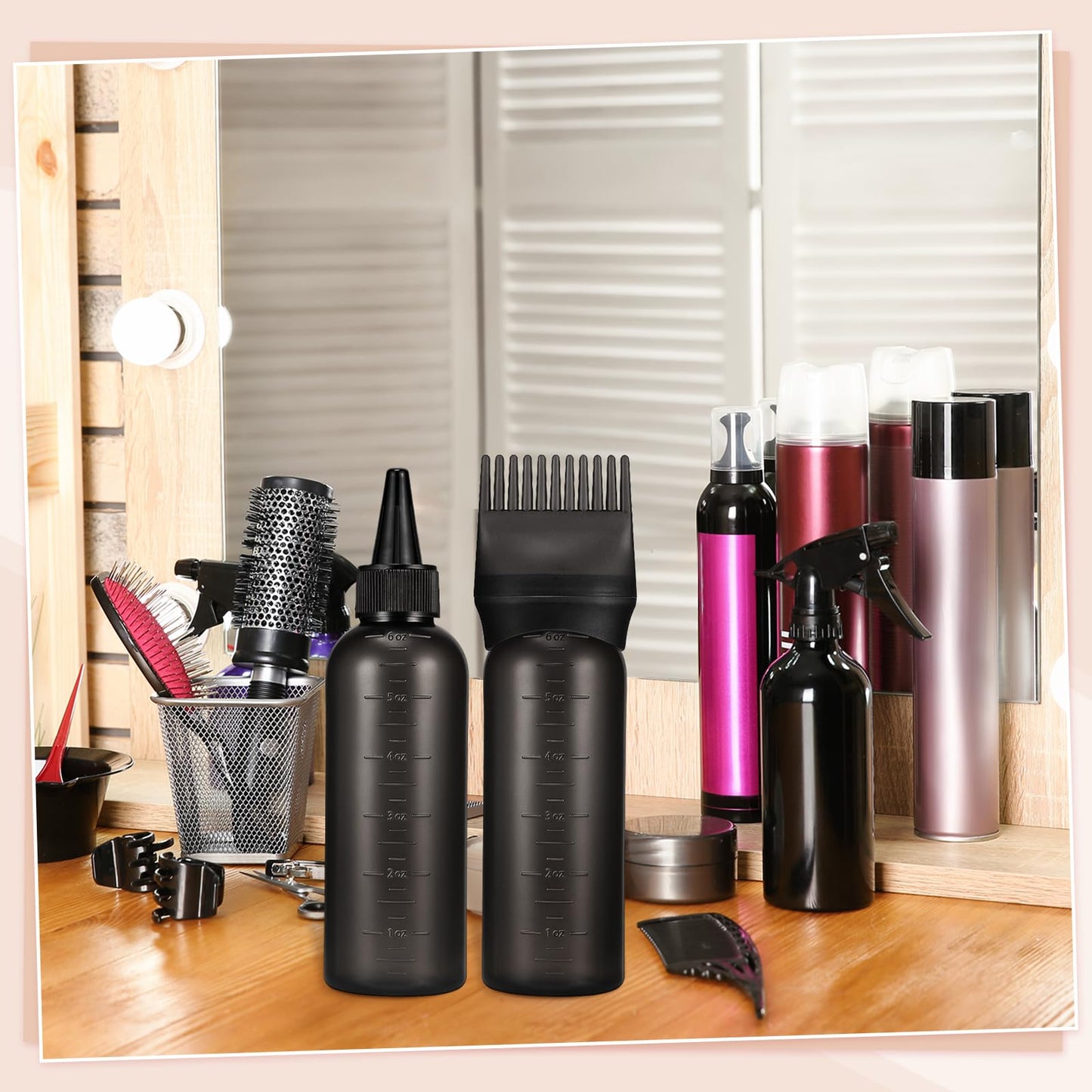 Pimoys 2 Pcs Root Comb Hair Dye Oil Applicator Bottles For Scalp, Black