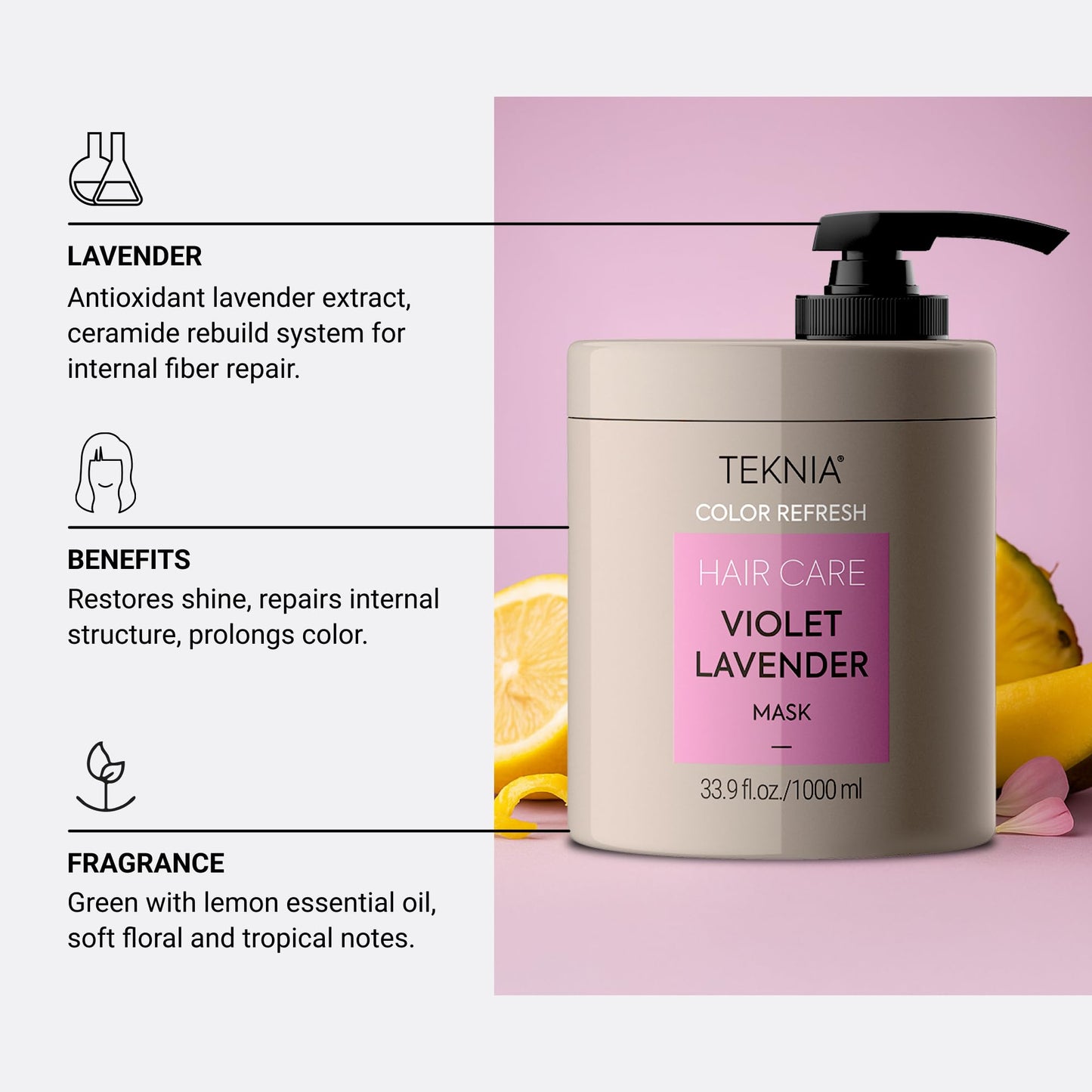 LAKMÉ Teknia Violet Lavender Color Refresh Hair Mask, Color Depositing Conditioner for Purple Hair, 33.9 Fl Oz