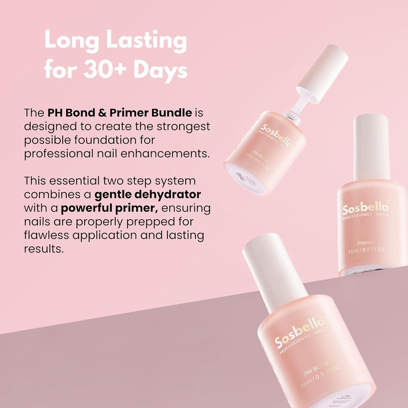 Nail Dehydrator & Primer Set - PH Bond & Nail Primer for Gel Nails | Strong Adhesion, No Lift - 15ml Each