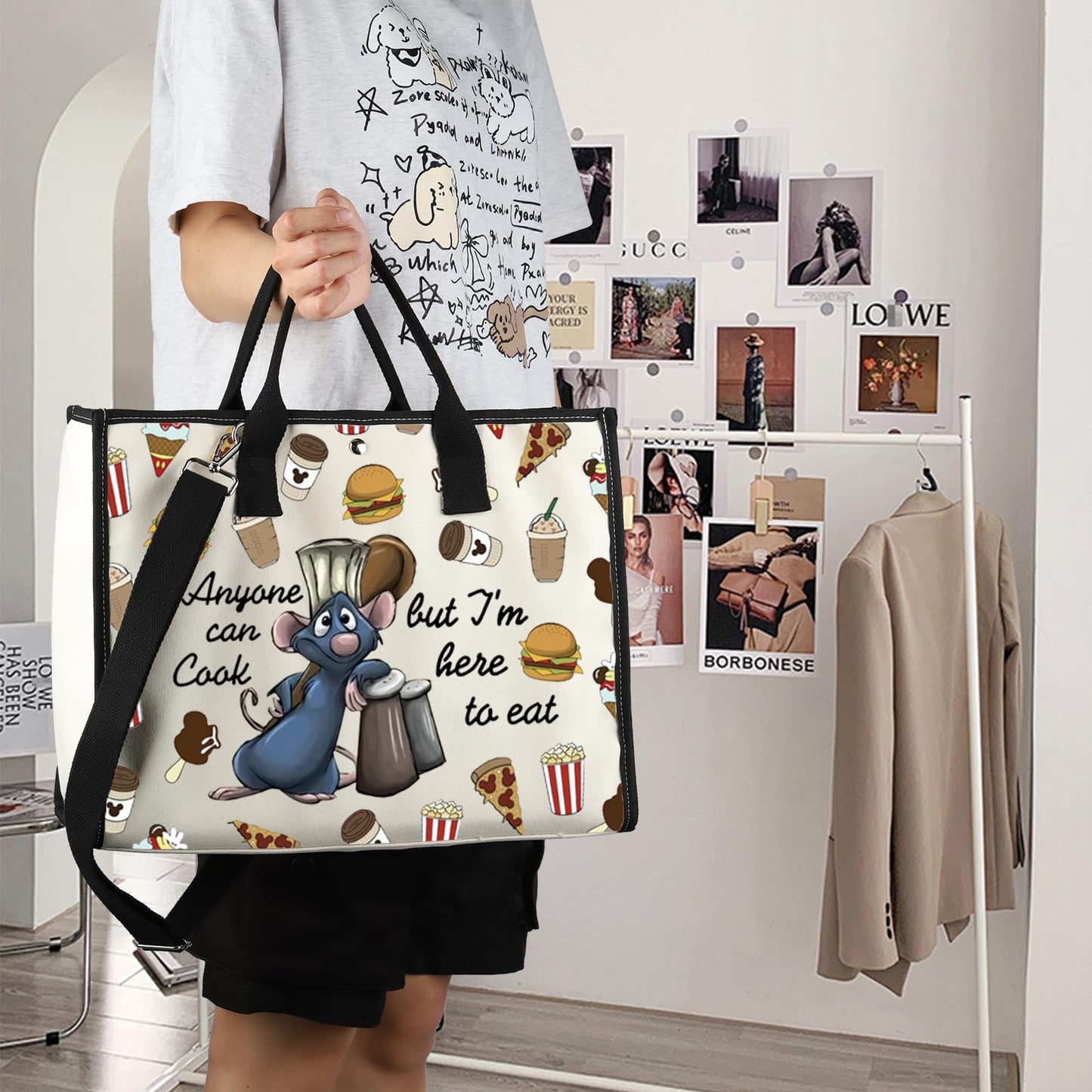 FOTAP Remy Quote Gift Anyone Can Cook Quote Makeup Bag Remy Inspired Zipper Pouch Mouse Chef Cosmetic Bag (anyone cook LT)