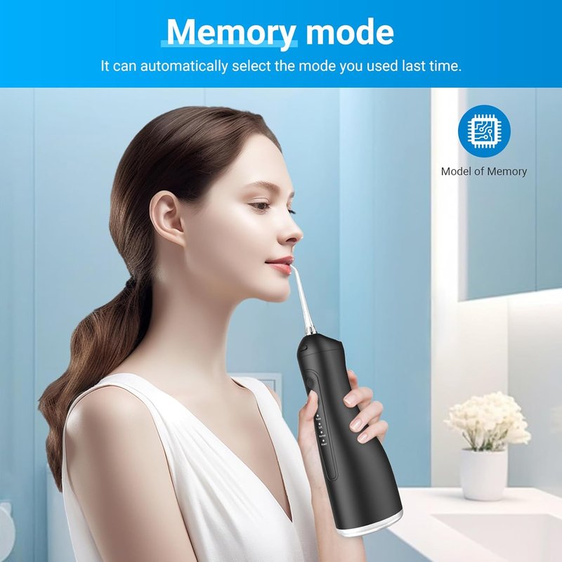 Water Flosser for Teeth - Portable Cordless Dental Irrigator | 4 Cleaning Modes, IPX7 Waterproof, USB-C Charging, Black