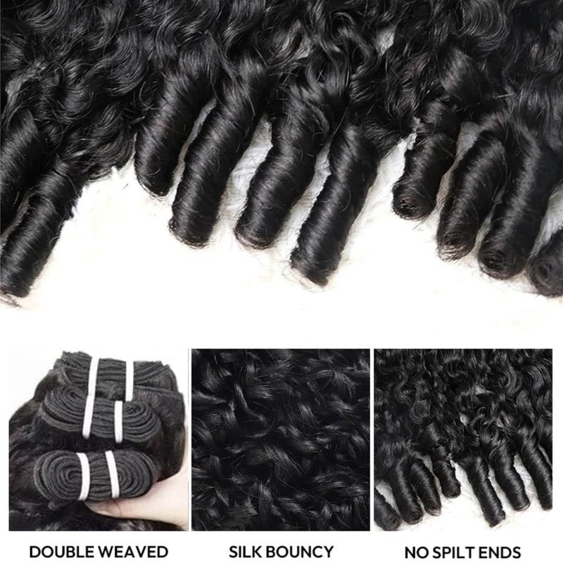 Burmese Curly Bundles Human Hair 1 Bundle 16 Inch Brazilian Virgin Hair Wet and Wavy Hair Quick Weave for Women Water Wave with Spiral Curly End Hair Extensions Natural Black