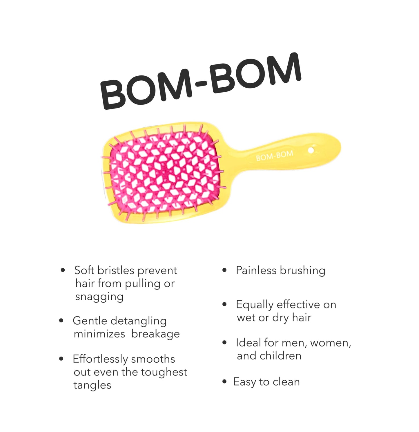 BOM BOM Wet And Dry Vented Detangling Hair Brush For All Hair Types, Light Weight Hairbrush, Scalp Massage, Pain Free,BOM BOM Hairbrush 2 Units Kit
