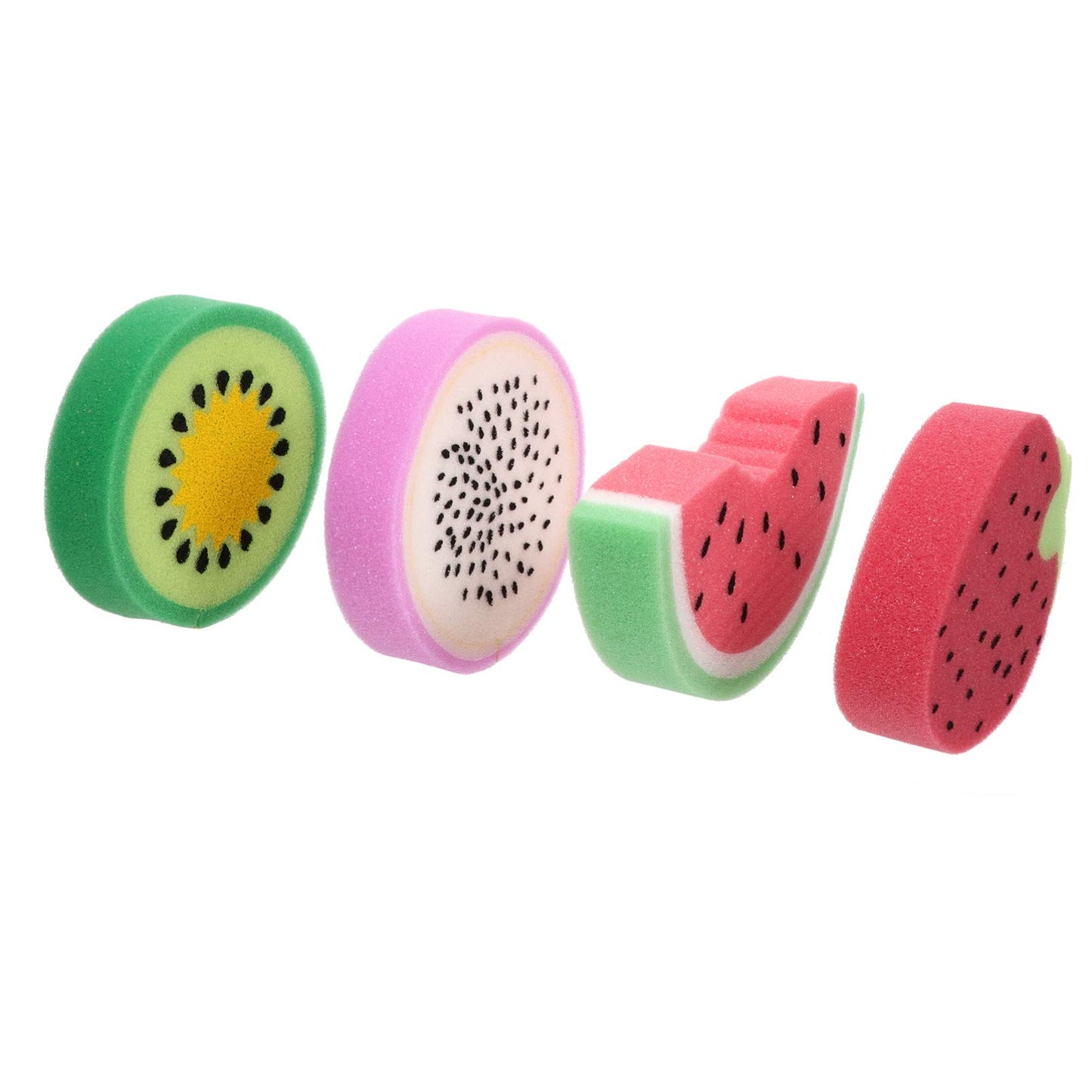 LALAFINA Fruit Bath Sponges, 4pcs Kids Cute Body Scrubbers Shower Cleansing Sponges for Bathing Accessories