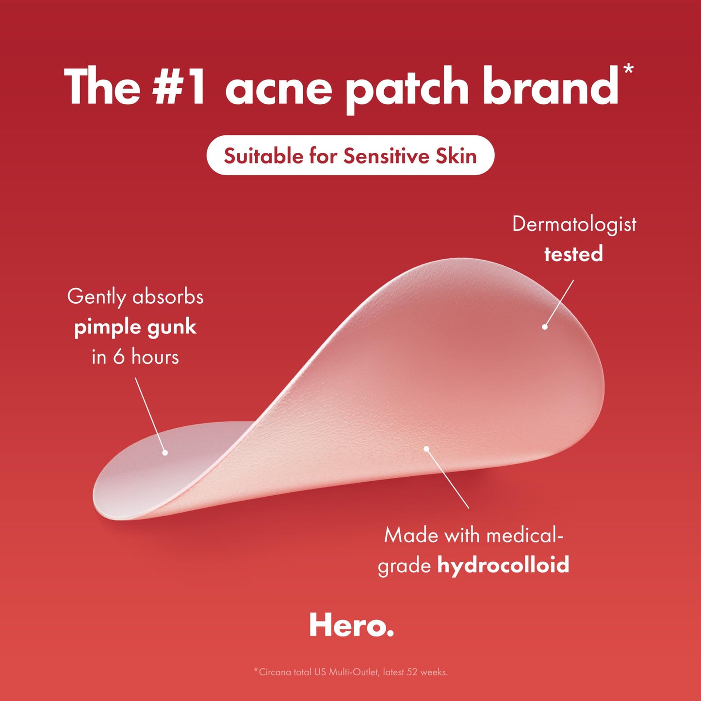 Mighty Patch Original patch from Hero Cosmetics – The #1 Hydrocolloid Acne Pimple Patch for Shrinking Zits and Whiteheads in 1 use; Nighttime Spot Stickers for Face and Skin (72 Count)