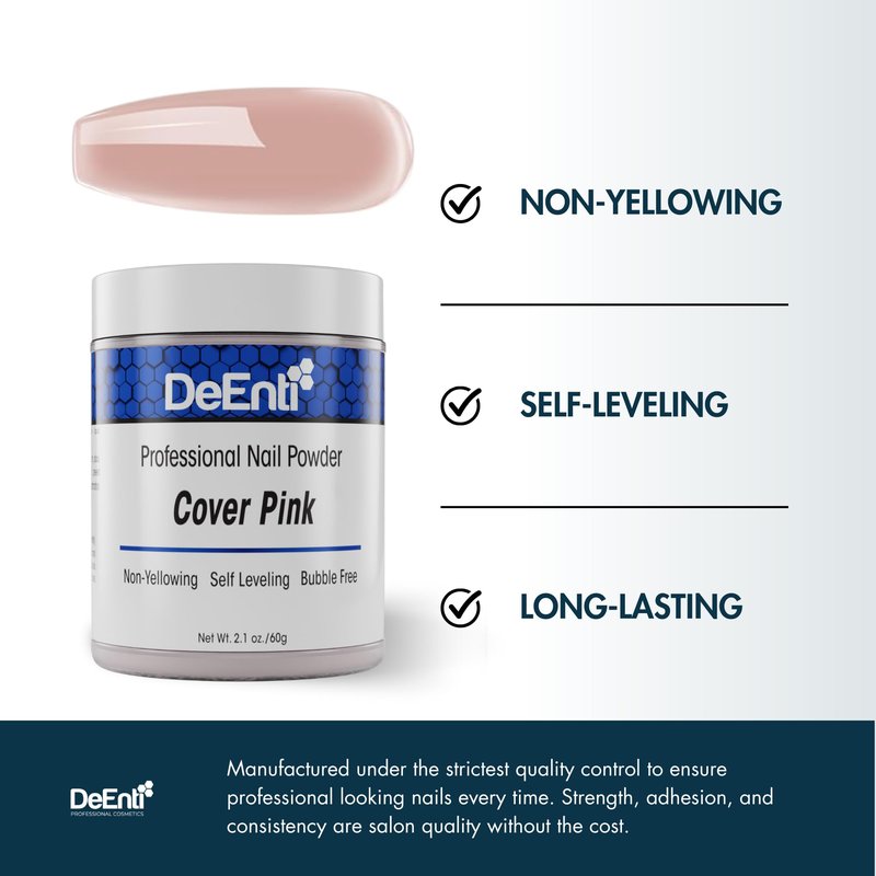DeEnti Acrylic Nail Powder - 2oz Cover Pink|Professional Grade, Bubble-Free Acrylic Powder for Nails | Long-Lasting, Chip-Resistant Nail Acrylic Powder for Carving, Extensions & Fake Nails