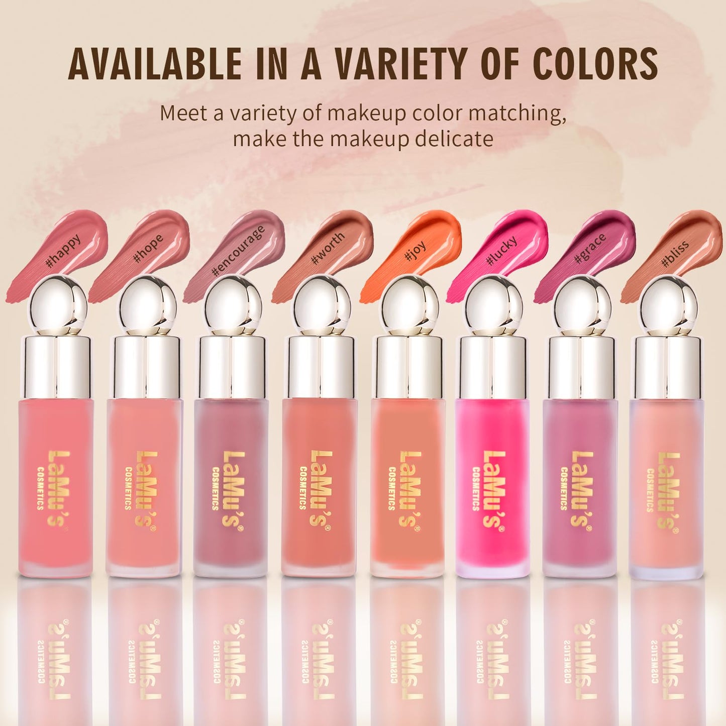 LaMu'S COSMETICS Soft Pinch Weightless Liquid Blush, Long-Lasting Beauty Natural Waterproof Face Liquid Blush For All-Day Wear (Happy-Cool Pink, 0.25fl.oz/7.5ml)