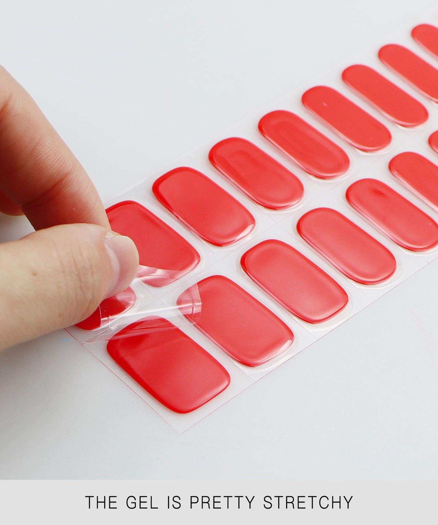 JMEOWIO Semi Cured Gel Strips Nail Art Sticker Wrap Red